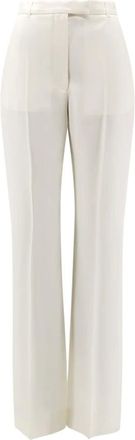 Alexander McQueen Wide Trousers, female, White, XS, High-waisted Tailored Trousers