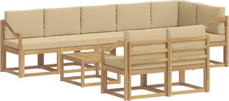 vidaXL Conjunto De Sof&aacute;s De Exterior 9 Uds. Y Beige Poli&eacute;ster Vidaxl