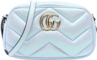 Gucci Opalescent Blue Nappa Chvron Matelasse Bag Size 38