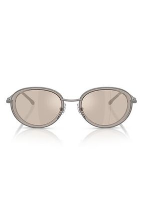 Diesel DL1018 51mm Mirrored Oval Sunglasses in Gunmetal /Ivory Mirror Silver at Nordstrom