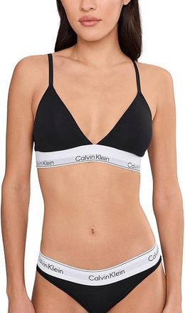 Calvin Klein Underwear Icon Cotton Modal Lightly Lined Triangle Bralette Womens Bra Black : LG (Womens 12-14), Cotton/Elastane/Modal