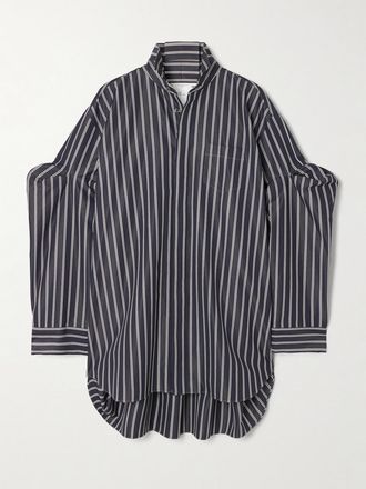 sacai Camicia Oversize In Popeline A Righe - Blu