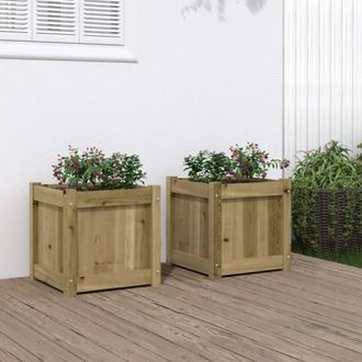 Berkfield Home Garden Planters 2 pcs Impregnated Wood Pine in Brown