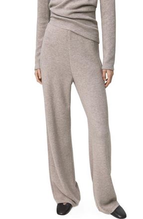 Mango Elastic Waist Straight Leg Knit Pants in Medium Brown at Nordstrom, Size Small