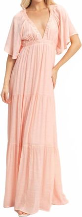 HYFVE Flutter Sleeve Maxi Dress In Baby Pink