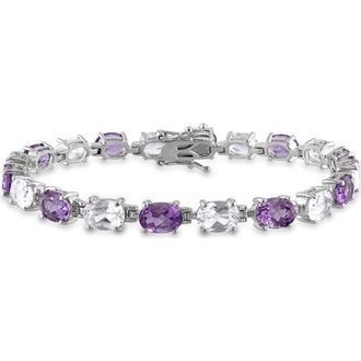 Delmar Sterling Silver Alternating Amethyst & Created White Sapphire Bracelet in Purple at Nordstrom Rack