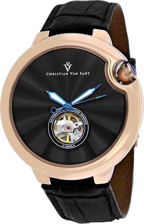 Christian Van Sant Mens Cyclone Automatic Black Round 46mm