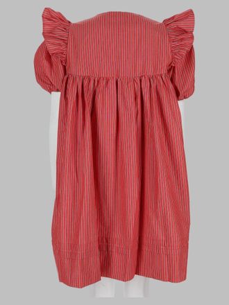 Ganni Striped Organic Cotton Mini Dress - Red