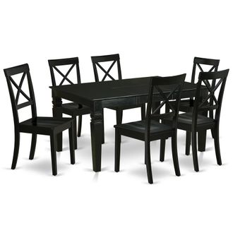 East West Furniture Dining Room Set Black, WEBO7-BLK-W