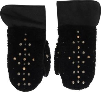 Dolce & Gabbana Guanti in Pelle con Fodera in Shearling e Decorazioni - - Accessories - Uomo - Nero - ONE SIZE