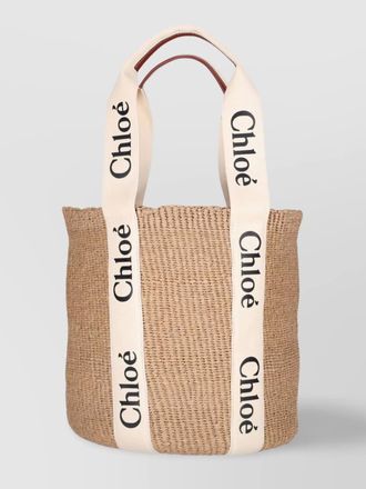 Chlo&eacute; woven texture rectangular shape dual handles tote