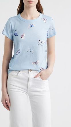 Rag & Bone Tammy Butterfly Pima Cotton T-Shirt in Light Blue at Nordstrom, Size X-Small
