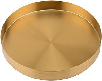 OEM Posavasos Redondo De Acero Inoxidable Color Oro - 36 Cm - Bandeja Antigoteo Para Interiores Y Jardines