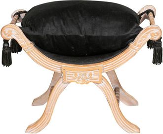 Biscottini International Banco Estilo Barroco 74x54x46 Cm Sill&oacute;n Barroco En Madera De Haya Taburete Barroco Para Hogar Taburete Barroco Tapizado