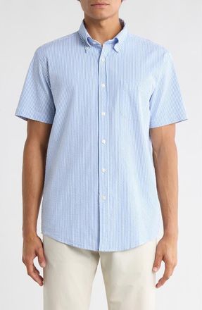 Brooks Brothers Regular Fit Short Sleeve Stretch Cotton Button-Down Shirt in Blue at Nordstrom Rack, Size Xx-Large