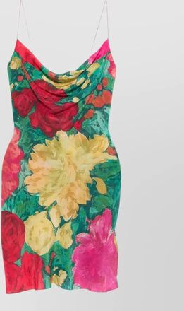 Balmain silk floral-print cowl-neck mini dress