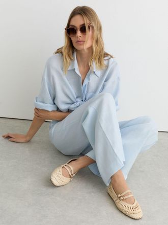 Reiss Off White Woven Ballerina-strap Flats, 437