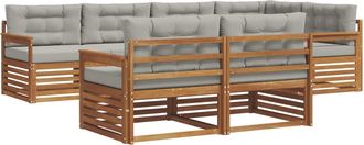 vidaXL Conjunto De Sof&aacute;s De Exterior 7 Uds. Gris Natural Y Claro Vidaxl