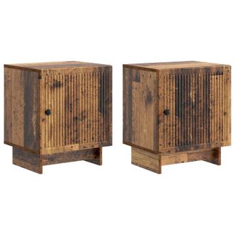 vidaXL Armario De Noche 2 Pcs Madera Envejecida 43 X 34,5 X 50 Cm Vidaxl