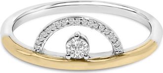 House of Brilliance 14K Yellow Gold Plated Sterling Silver 1/10 Cttw Diamond Arc Ring