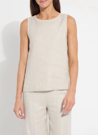 Lyss&eacute; Gabriela Embroidered Top In Flax Linen