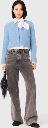 Maje Jewelled Bow Cardigan - Blue - Maje