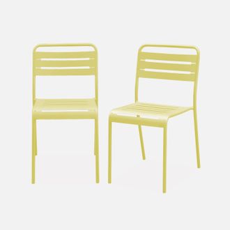Sweeek Sweeek - Silla De Jard&iacute;n De Acero, Set De 2, Amelia, Amarillo, 44x52x79 Cm