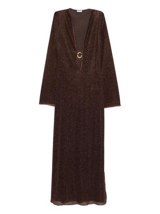 Os&eacute;ree ring V-neck dress - Brown