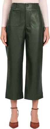 Bagatelle Patch Pocket Faux Leather Crop Wide Leg Pants in Forest Green at Nordstrom, Size 10