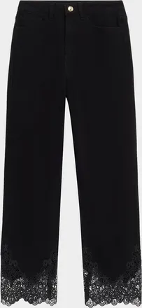 Generation Love Bellatrix Straight Cropped Lace-Trim Jeans