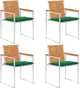 vidaXL Vidaxl - Sillas De Jard&iacute;n Y Cojines 4 Unidades Madera Maciza De Acacia