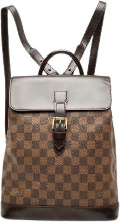 Louis Vuitton Pre-owned Damier Soho Backpack - Dames - Vintage Rugzakken - Bruin - ONE Size - Leer - Vintage