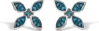 House of Brilliance 925 Sterling Silver 1/3 Cttw Blue Diamond Floral Earrings
