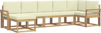 vidaXL Conjunto De Sof&aacute;s De Exterior 7 Uds. Blanco Y Crema Poli&eacute;ster Vidaxl