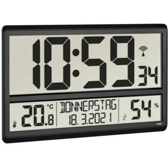 TFA Dostmann 60.4520.01 Radiocontrollato Orologio da parete 360 mm x 28 mm x 235 mm Nero Display grande
