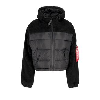 Alpha Industries Zwarte Teddy Puffer Sherpa Jas - Heren - Winterjassen - Zwart - S - Polyester - Jassen