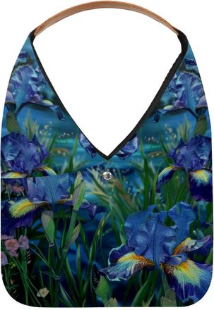 Generic Irises Floral at Night Reusable Lightweight Grocery Bags - Foldable Into Compact Pouch, Washable & Sturdy, Multipurpose for Shopping and Travel