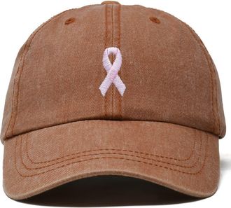 Dalix Pink Ribbon Dad Cap in Washed Orange at Nordstrom