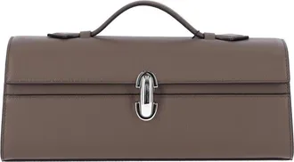 Savette Taupe Symmetry Slim Calfskin Clutch