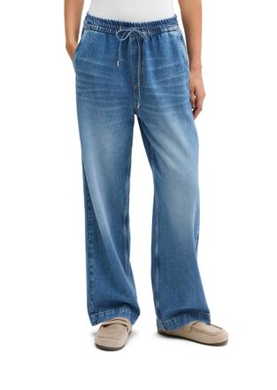 Marc O'Polo Jogg Pants MARC OPOLO, Damen, Gr. M, N-Gr, mid blau wash, Jeans Jogg Pants, straight fit cropped aus TENCEL Lyocell