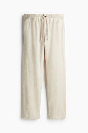 H&M Hose aus Leinenmix in Regular Fit - Cremefarben