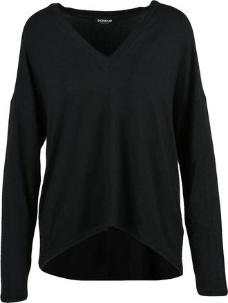 Dondup Black V-Neck Modal-Cashmere Long-Sleeve T-Shirt