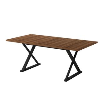 STILVORA Mesa De Comedor Para 6 A 8 Personas En Mdf Con Patas En X Negras Y Estilo Minimalista Moderno - 180&times;90&times;75 Cm, Nogal