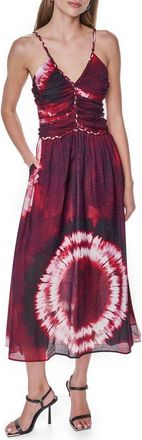 DKNY Braided Print Voile Midi Dress in Firework Tiedye at Nordstrom, Size X-Small
