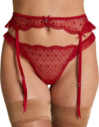 Hunkem&ouml;ller Cordelie Suspenderbelt in Chili Pepper at Nordstrom, Size Medium