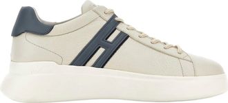 Hogan H580 Allacciato H Profilo Sneakers in White Light Blue