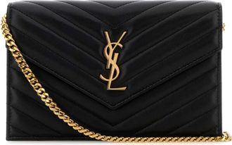 Saint Laurent Black Leather Envelope Cassandre Wallet