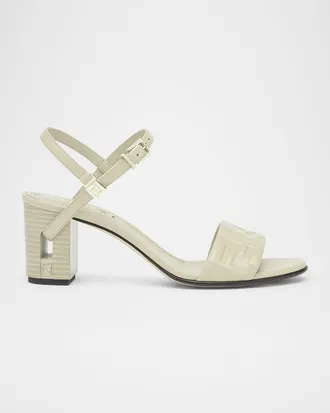 Fendi Delfina FF Leather Block-Heel Sandals
