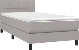 vidaXL Cama Box Spring Con Colch&oacute;n Tela Gris Claro 90x190 Cm Vidaxl