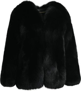 Wanan Luxury Giacca Extreme Classica Nera in Pelliccia di Volpe-Donna -Nero